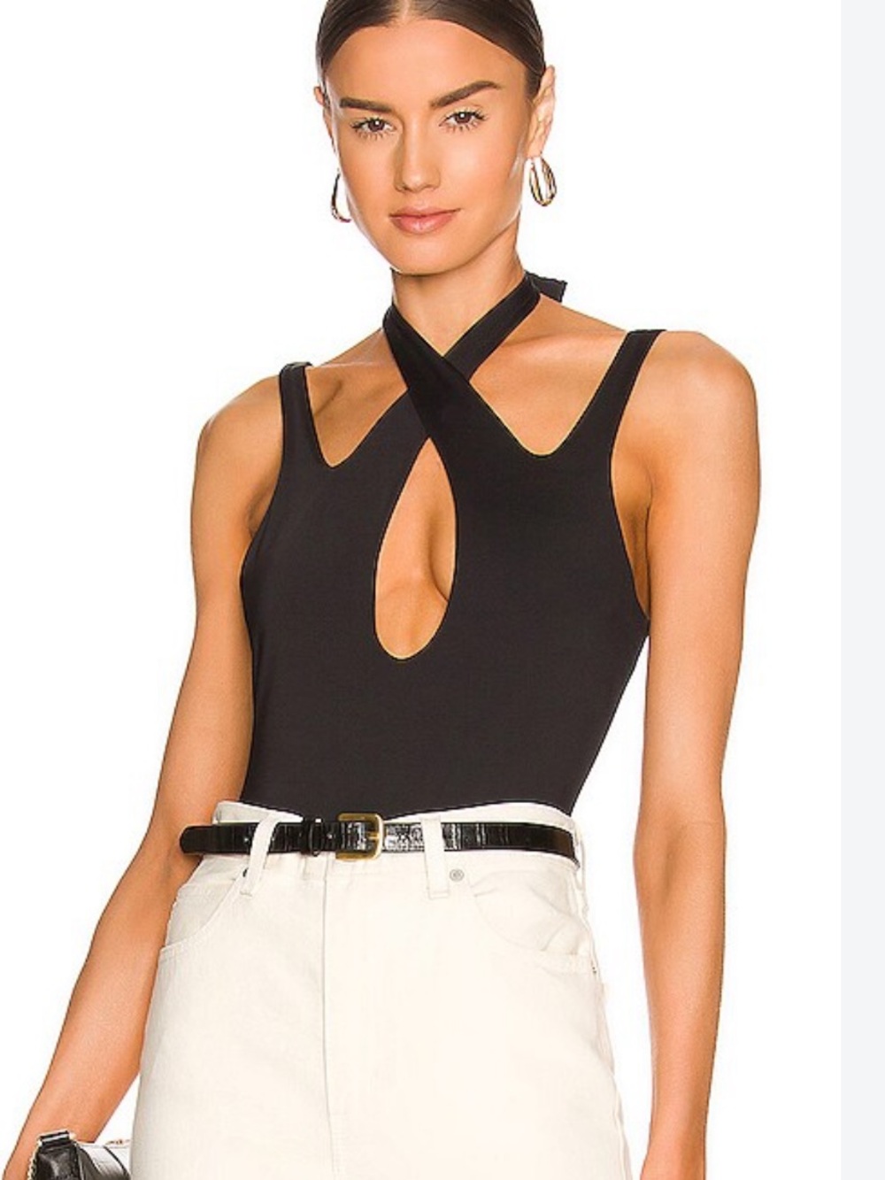 Bardot Black Dua Twist Cut-Out Bodysuit
